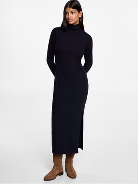 Abound Classic Turtleneck Knit Side Slit Maxi Dress | Black | Size Small